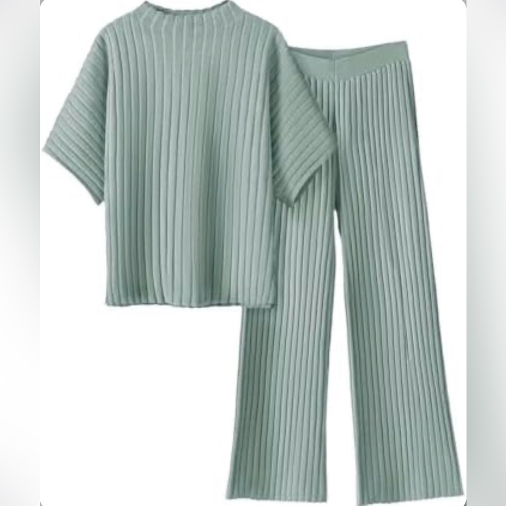 Women NWOT pants and Top Clothes set Size L Color Green
